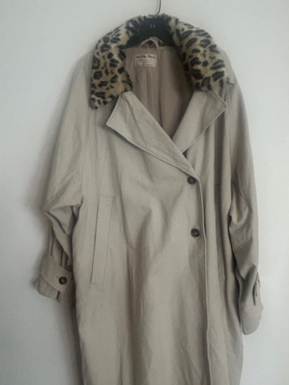 We The Free Need It Oversized Faux Leopard Collar Lined HeavyCanvas Trench Coat